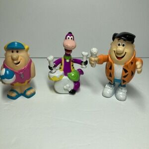 VTG Flintstones Fred Barney Dino PVC Action Figures 1991 Rock Band Hanna-Barbera